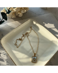 Fashion Metal Inlay Shell Stainless Steel Necklaces Letter Titanium Steel Pendant Necklace