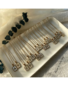 Fashion Metal Inlay Shell Stainless Steel Necklaces Letter Titanium Steel Pendant Necklace