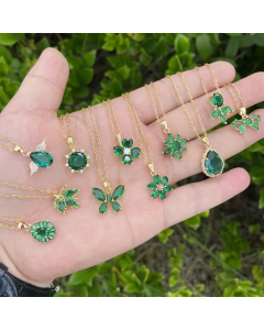 Fashion Zircon Stainless Steel Necklaces Flower Butterfly Stainless Steel Pendant Necklace 