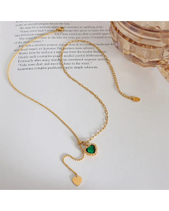 Fashion Inlay Zircon Stainless Steel Necklaces Heart Shape Titanium Steel Pendant Necklace