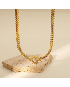 Retro Heart Shape Stainless Steel Pendant Necklace Hollow Heart Stainless Steel Necklaces