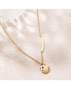Cute Plating Stainless Steel Necklaces Smiley Face Titanium Steel Pendant Necklace 
