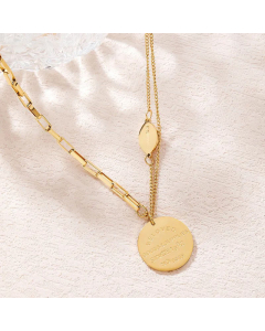Fashion Letter Round Titanium Steel Layered Necklaces Plating Stainless Steel Necklaces