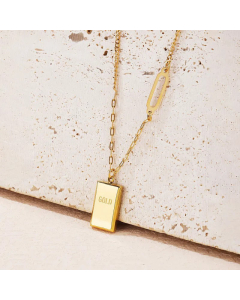 Simple Style Plating Stainless Steel Necklaces Rectangle Titanium Steel Pendant Necklace 
