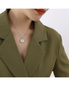 Simple Style Round Titanium Steel Pendant Necklace Plating Zircon Stainless Steel Necklaces