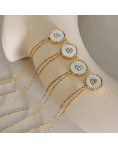Simple Style Round Titanium Steel Pendant Necklace Plating Zircon Stainless Steel Necklaces