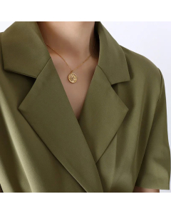 Fashion Round Plating Stainless Steel Necklaces Star Sun Titanium Steel Pendant Necklace 