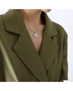 Fashion Round Plating Stainless Steel Necklaces Star Sun Titanium Steel Pendant Necklace 