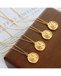 Fashion Round Plating Stainless Steel Necklaces Star Sun Titanium Steel Pendant Necklace 