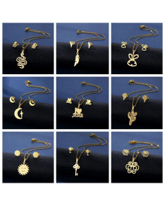 Simple Style Polishing Stainless Steel Necklaces Star Moon Butterfly Stainless Steel Pendant Necklace