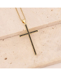 Fashion Inlay Zircon Stainless Steel Necklaces Cross Stainless Steel Copper Pendant Necklace 