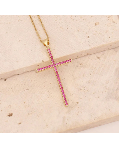 Fashion Inlay Zircon Stainless Steel Necklaces Cross Stainless Steel Copper Pendant Necklace 