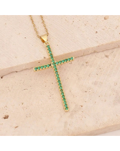Fashion Inlay Zircon Stainless Steel Necklaces Cross Stainless Steel Copper Pendant Necklace 