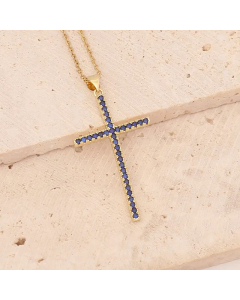 Fashion Inlay Zircon Stainless Steel Necklaces Cross Stainless Steel Copper Pendant Necklace 