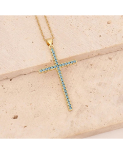 Fashion Inlay Zircon Stainless Steel Necklaces Cross Stainless Steel Copper Pendant Necklace 