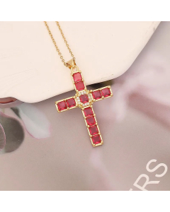 Fine Jewelry Wholesale Cross Necklace Zircon Inlaid Pendant Made of Stainless Steel 