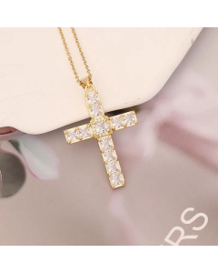 Fine Jewelry Wholesale Cross Necklace Zircon Inlaid Pendant Made of Stainless Steel 