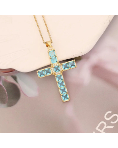 Fine Jewelry Wholesale Cross Necklace Zircon Inlaid Pendant Made of Stainless Steel 