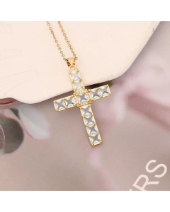 Fine Jewelry Wholesale Cross Necklace Zircon Inlaid Pendant Made of Stainless Steel 