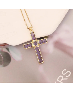 Fine Jewelry Wholesale Cross Necklace Zircon Inlaid Pendant Made of Stainless Steel 