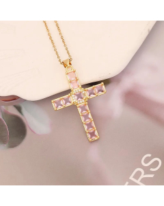 Fine Jewelry Wholesale Cross Necklace Zircon Inlaid Pendant Made of Stainless Steel 