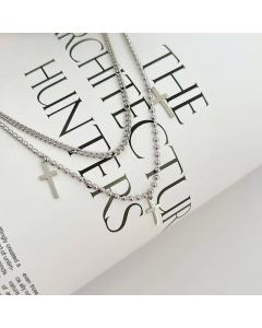 Fashion Cross Stainless Steel Layered Necklaces Plating Stainless Steel Necklaces