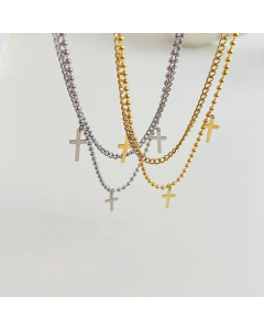 Fashion Cross Stainless Steel Layered Necklaces Plating Stainless Steel Necklaces