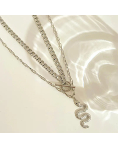 Hip-Hop Plating Stainless Steel Necklaces Snake Stainless Steel Layered Necklaces 