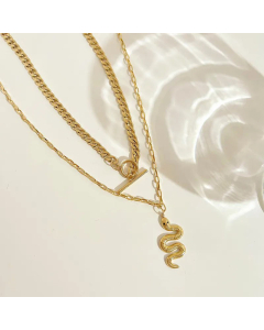 Hip-Hop Plating Stainless Steel Necklaces Snake Stainless Steel Layered Necklaces 