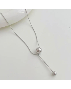 Simple Style Ball Stainless Steel Pendant Necklace Plating Stainless Steel Necklaces-Steel Color
