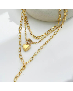 Luxurious Plating Stainless Steel Necklaces Heart Shape Stainless Steel Necklace 