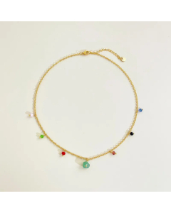 Basic Stainless Steel Necklace Plating Color Artificial Stone Stainless Steel Necklaces