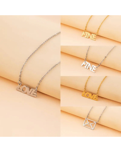 Simple Style Letter Stainless Steel Pendant Necklace Love Stainless Steel Necklaces