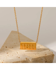 Fashion Digital Number Rectangle Stainless Steel Pendant Necklace Plating Stainless Steel Necklaces