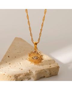 Fashion Plating Zircon Stainless Steel Necklaces Devil's Eye Stainless Steel Pendant Necklace 