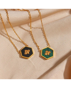 Cute Bee Stainless Steel Necklace Plating Hexagon Stainless Steel Necklaces