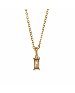 Simple Style Plating Zircon Stainless Steel Necklaces Square Stainless Steel Necklace
