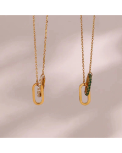 Fashion Geometric Stainless Steel Necklace Plating Inlaid Zircon Stainless Steel Necklaces