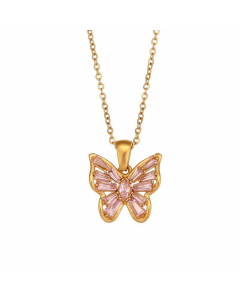 Exquisite Plating Inlay Zircon Stainless Steel Necklaces Butterfly Stainless Steel Necklace 