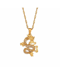 Fashion Plating Inlay Zircon Stainless Steel Necklaces Dragon Stainless Steel Pendant Necklace 