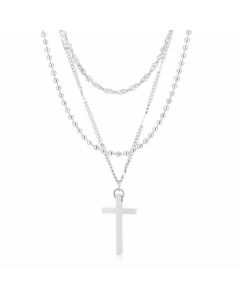 Elegant Layered Necklaces Cross Stainless Steel Plating Stainless Steel Necklaces