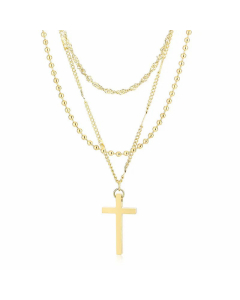 Elegant Layered Necklaces Cross Stainless Steel Plating Stainless Steel Necklaces