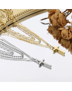 Elegant Layered Necklaces Cross Stainless Steel Plating Stainless Steel Necklaces