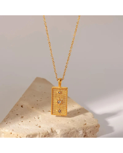 Fashion Gold Plated Zircon Stainless Steel Necklaces Sun Tag Stainless Steel Necklace