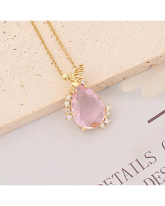Fashion Water Droplets Stainless Steel Necklace Angel Inlaid Zircon Stainless Steel Necklaces