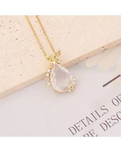 Fashion Water Droplets Stainless Steel Necklace Angel Inlaid Zircon Stainless Steel Necklaces