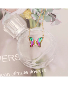 Elegant Plating Glass Crystals Stainless Steel Necklaces Butterfly Stainless Steel Necklace 