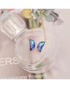 Elegant Plating Glass Crystals Stainless Steel Necklaces Butterfly Stainless Steel Necklace 