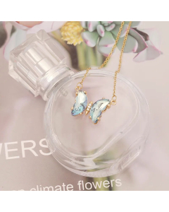 Elegant Plating Glass Crystals Stainless Steel Necklaces Butterfly Stainless Steel Necklace 