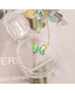 Elegant Plating Glass Crystals Stainless Steel Necklaces Butterfly Stainless Steel Necklace 